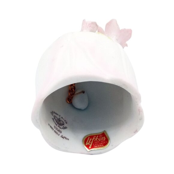 Porcelain Bell Lefton China Pink Rose Hand Painted Butterfly Vintage 1983 03569 - Picture 12 of 15